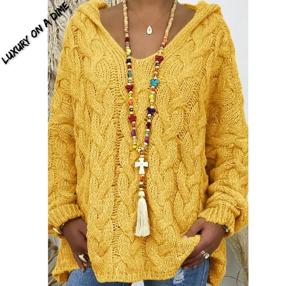 Sweaters | Chunky Cableknit Oversized Hoodie Long Sleeve Fall Winter ...